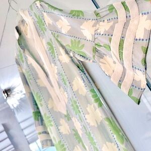 Light Blue Floral Tunic Dress with Green & White Print NWOT